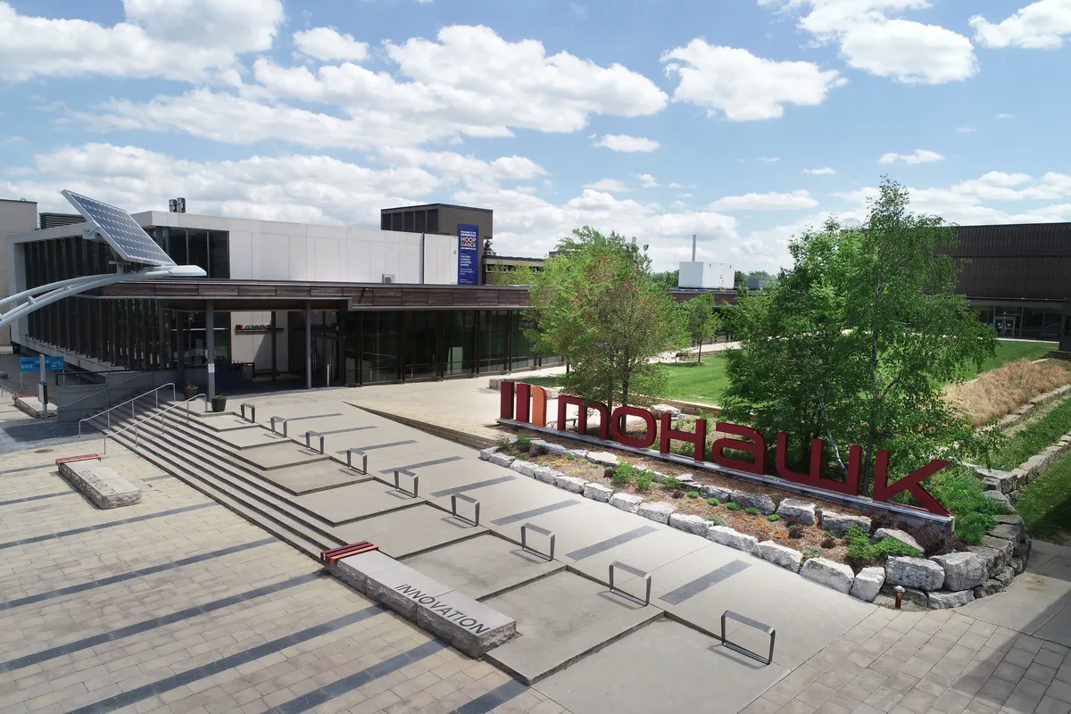View of Mohawk College campus using an integrated security communication solution.