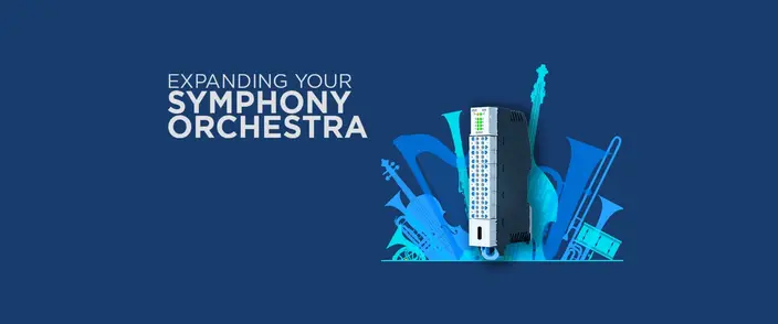 Ihre Sprechanlage erweitern Modulare Sprechanlage mit Musikinstrumenten, die Systemerweiterung darstellen.