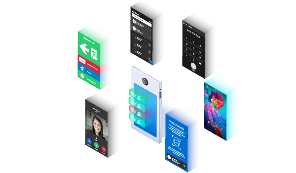 Layout-Möglichkeiten für Touch-Displays Sprechstellen mit Touch-Display und verschiedenen Screens